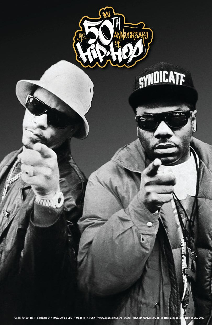 Ice T and Donald D Black and White with Hip Hop Gold Logo POSTER PRINTS