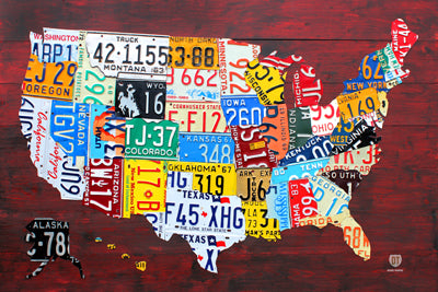 LICENSE PLATE MAP OF THE US