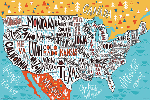 HAND DRAWN USA MAP