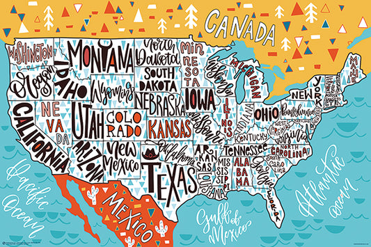 HAND DRAWN USA MAP